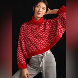 Shimmer Hearts Turtleneck Sweater